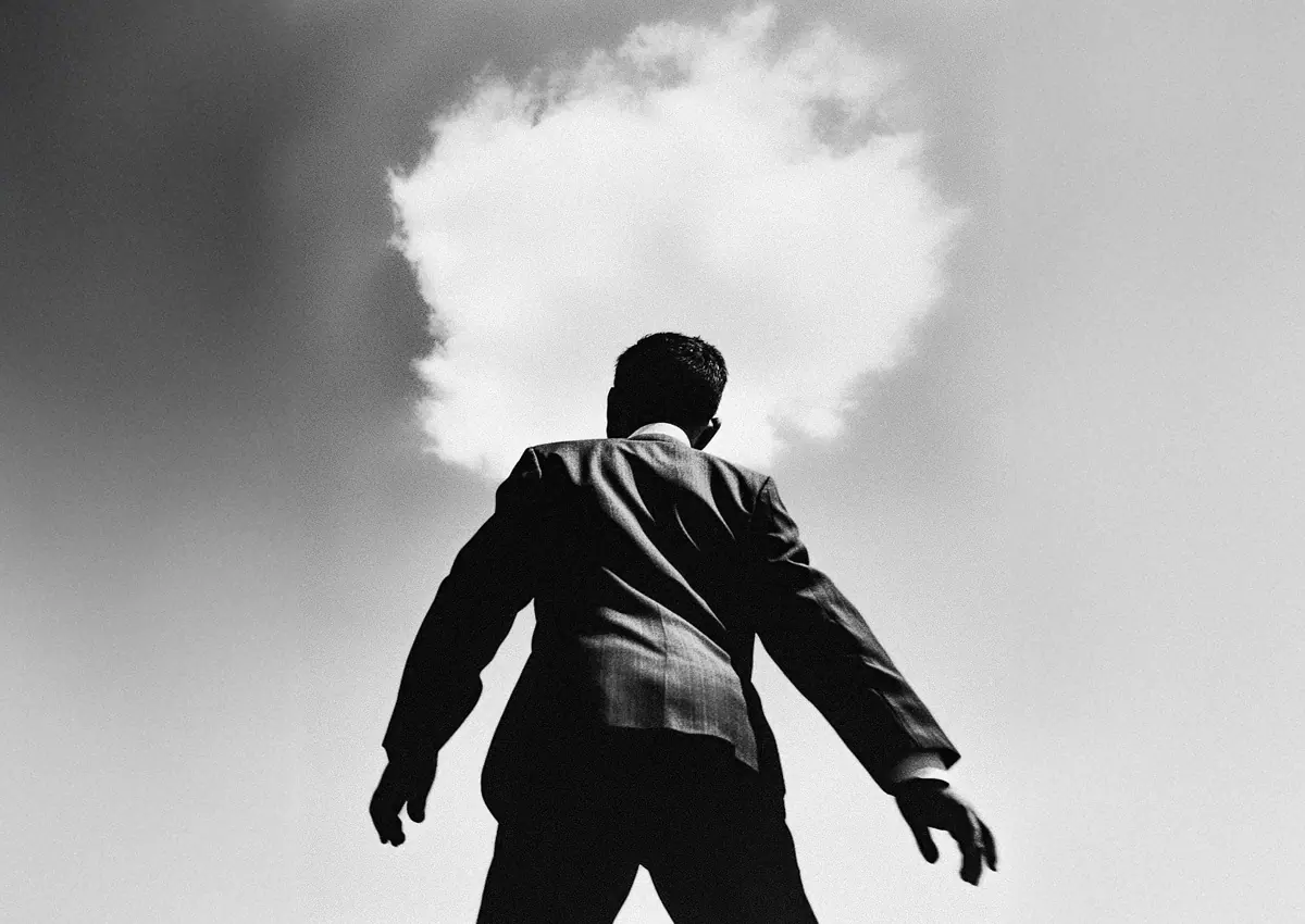 Man looking up at the sky